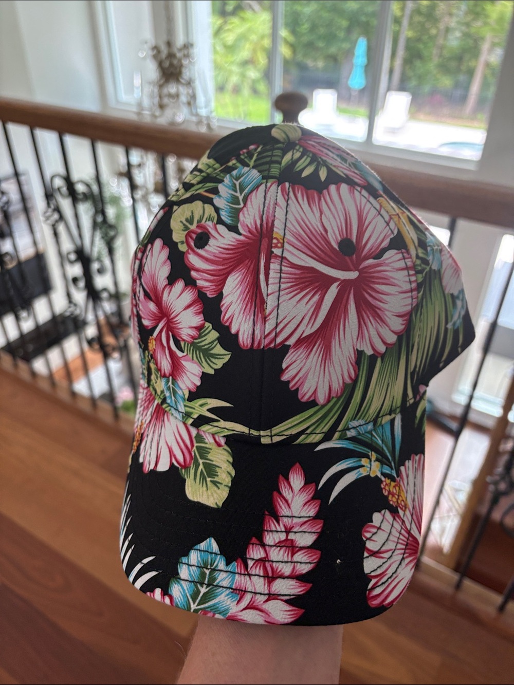 Price for alll 3! OTTO Black Baseball Cap with Pink Hibiscus and Green Leaves